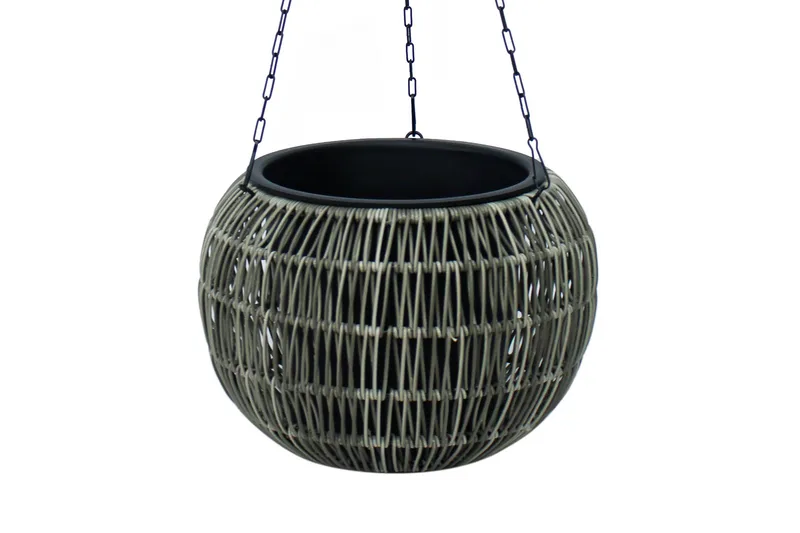 Wicker Hängande Kruka D32xH22 cm Grå - Inredning & dekor - Trädgårdsdekoration - Utomhuskrukor - Blomkrukor
