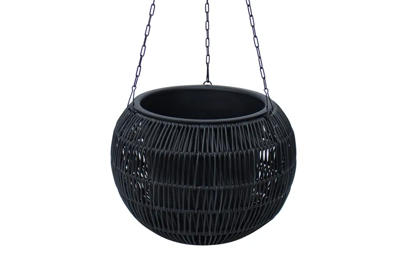 Wicker Hängande Kruka D32xH22 cm Svart - Inredning & dekor - Trädgårdsdekoration - Utomhuskrukor - Blomkrukor