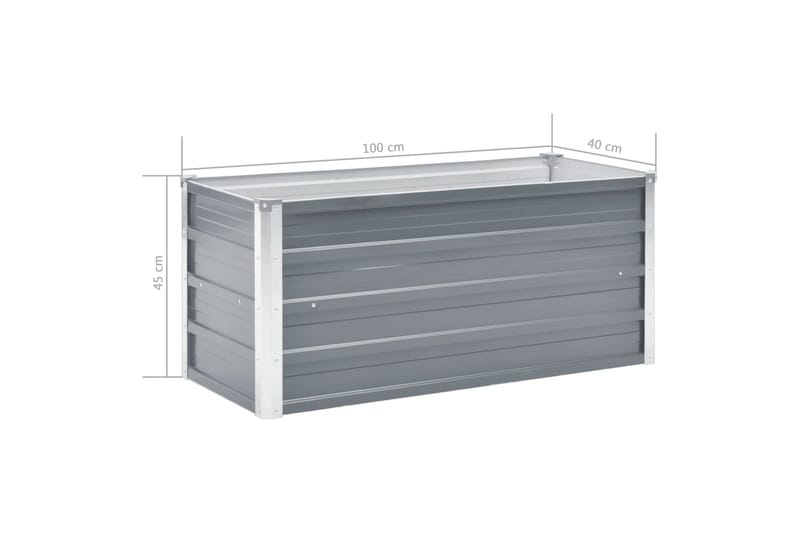 Odlingslåda upphöjd galvaniserat stål 100x40x45 cm grå - Grå - Inredning & dekor - Trädgårdsdekoration - Utomhuskrukor - Blomlåda