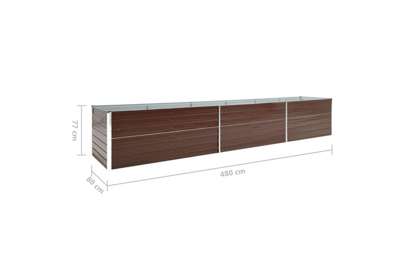 Odlingslåda upphöjd galvaniserat stål 480x80x77 cm brun - Brun - Inredning & dekor - Trädgårdsdekoration - Utomhuskrukor - Blomlåda
