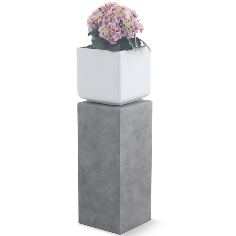 Fiberarmerad utekruka | Kubformad | 25cm | Vit - Inredning & dekor - Trädgårdsdekoration - Utomhuskrukor - Blomkrukor