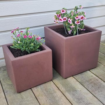Fiberarmerade utekrukor | Fyrkantiga | 2-pack | Mörkbrun - Inredning & dekor - Trädgårdsdekoration - Utomhuskrukor - Blomkrukor