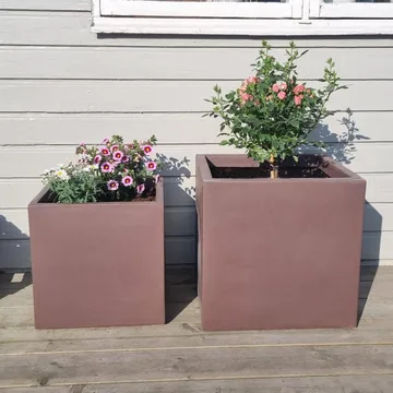 Fiberarmerade utekrukor | Fyrkantiga | 2-pack | Mörkbrun - Inredning & dekor - Trädgårdsdekoration - Utomhuskrukor - Blomkrukor