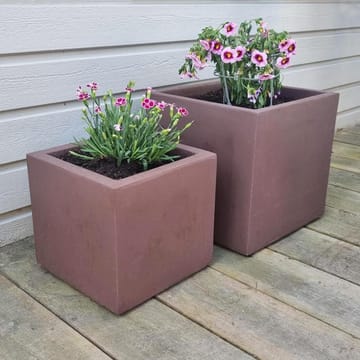 Fiberarmerade utekrukor | Fyrkantiga | 2-pack | Mörkbrun - Inredning & dekor - Trädgårdsdekoration - Utomhuskrukor - Blomkrukor