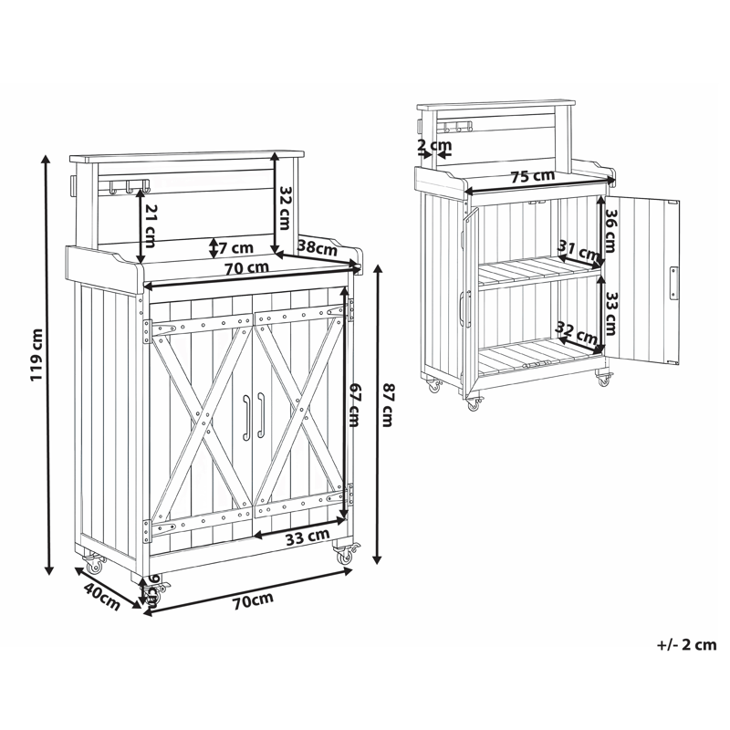 Planteringsbänk Altolia Granträ 70 cm - Brun - Inredning & dekor - Trädgårdsdekoration - Utomhuskrukor - Planteringsbord