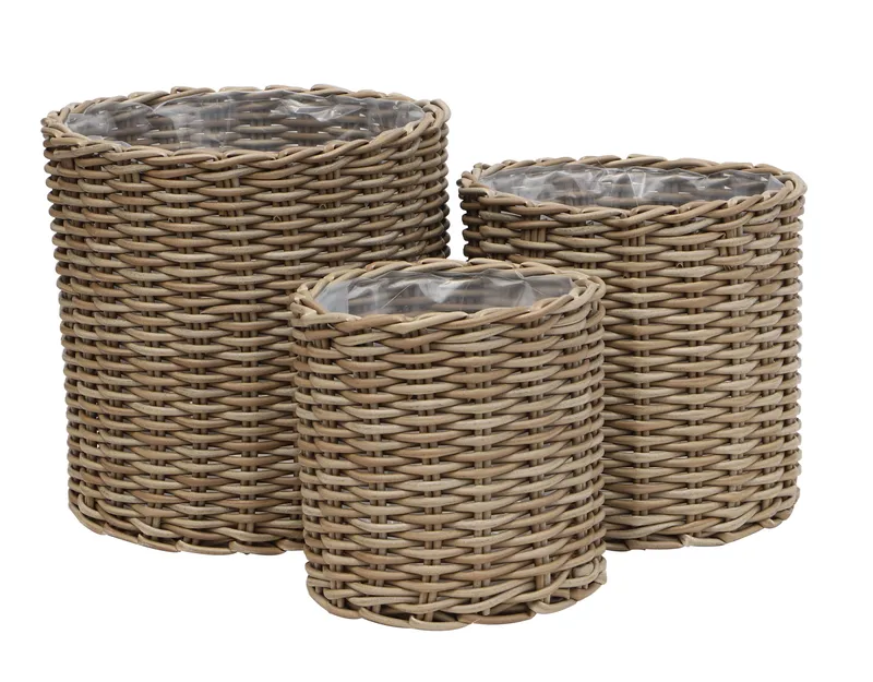 Planteringskorg ENS runda planteringskorgar 2 stycken 3-set, grå