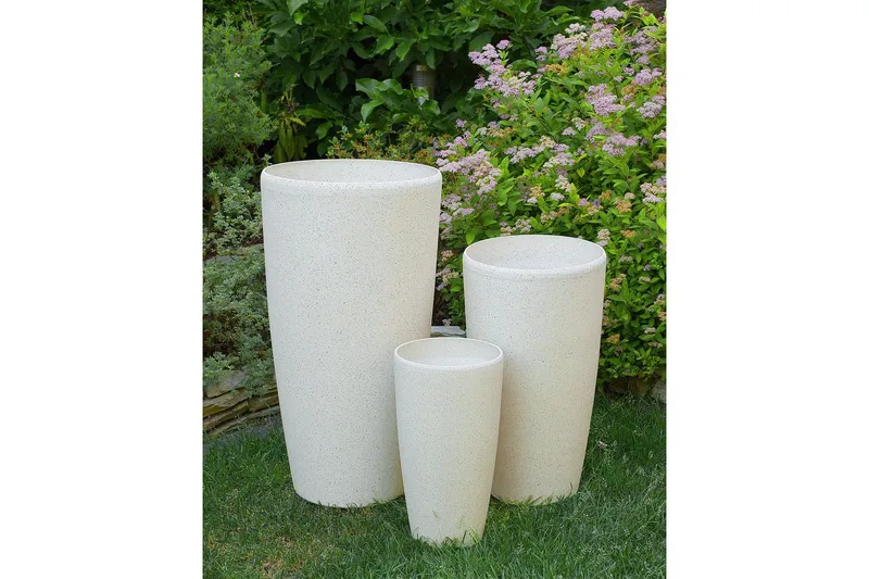 Trädgårdskruka Abdera set om 2 Beige, 23x23x42 cm - Beige, 23x23x42 cm - Inredning & dekor - Trädgårdsdekoration - Utomhuskrukor - Blomkrukor