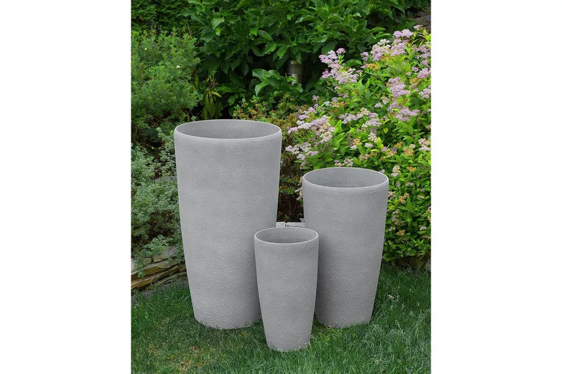 Trädgårdskruka Abdera set om 2 Grå, 23x23x42 cm - Grå, 23x23x42 cm - Inredning & dekor - Trädgårdsdekoration - Utomhuskrukor - Blomkrukor