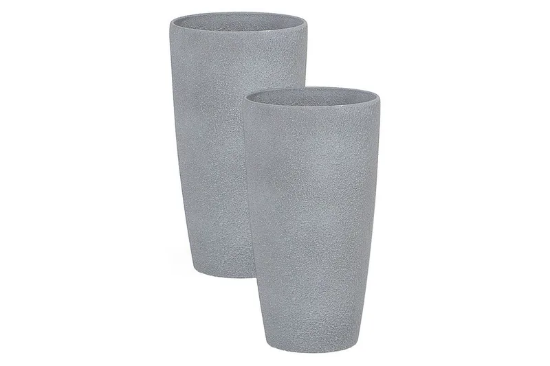 Trädgårdskruka Abdera set om 2 Grå, 23x23x42 cm, Grå, 23x23x42 cm