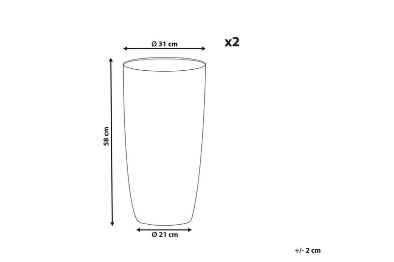 Trädgårdskruka Abdera set om 2 Grå, 31x31x58 cm - Grå, 31x31x58 cm - Inredning & dekor - Trädgårdsdekoration - Utomhuskrukor - Blomkrukor