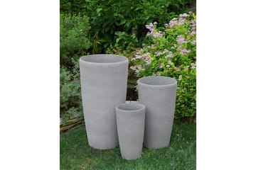 Trädgårdskruka Abdera set om 2 Grå, 31x31x58 cm - Grå, 31x31x58 cm - Inredning & dekor - Trädgårdsdekoration - Utomhuskrukor - Blomkrukor