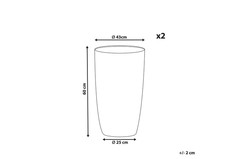 Trädgårdskruka Camia set om 2 Beige, 43x43x60 cm - Beige, 43x43x60 cm - Inredning & dekor - Trädgårdsdekoration - Utomhuskrukor - Blomkrukor