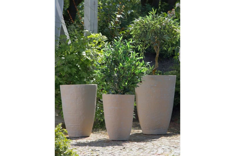 Trädgårdskruka Camia set om 2 Beige, 43x43x60 cm - Beige, 43x43x60 cm - Inredning & dekor - Trädgårdsdekoration - Utomhuskrukor - Blomkrukor