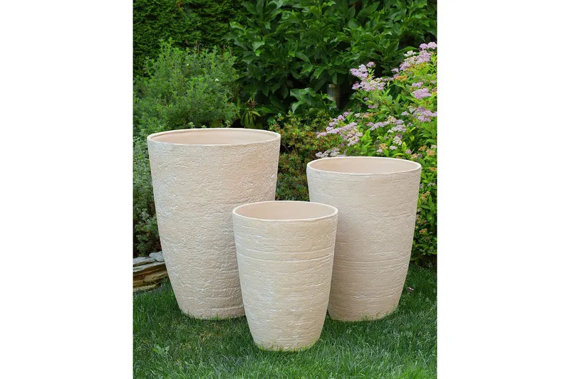 Trädgårdskruka Camia set om 2 Beige, 51x51x71 cm - Beige, 51x51x71 cm - Inredning & dekor - Trädgårdsdekoration - Utomhuskrukor - Blomkrukor