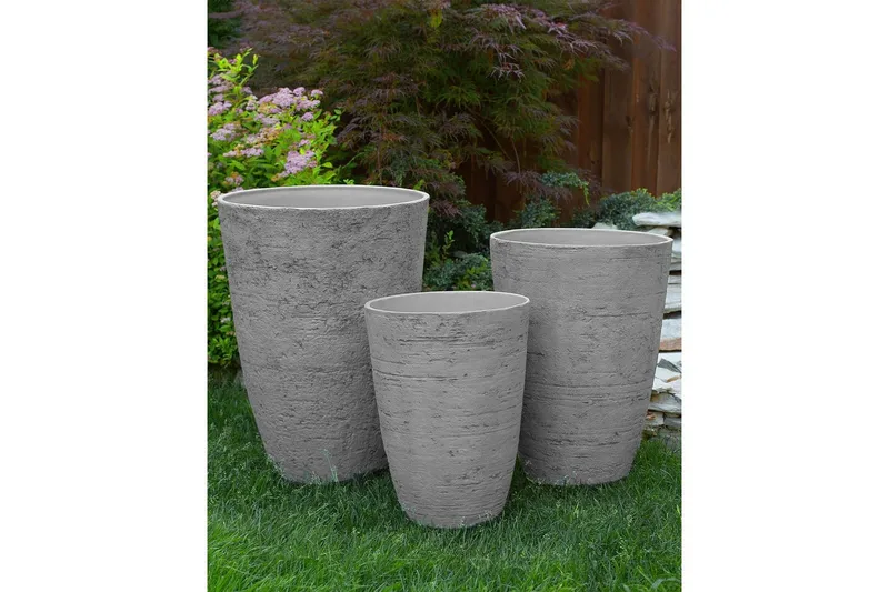 Trädgårdskruka Camia set om 2 Grå, 35x35x50 cm - Grå, 35x35x50 cm - Inredning & dekor - Trädgårdsdekoration - Utomhuskrukor - Blomkrukor