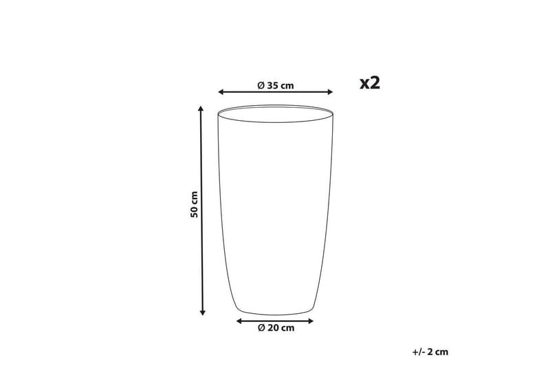 Trädgårdskruka Camia set om 2 Grå, 35x35x50 cm - Grå, 35x35x50 cm - Inredning & dekor - Trädgårdsdekoration - Utomhuskrukor - Blomkrukor