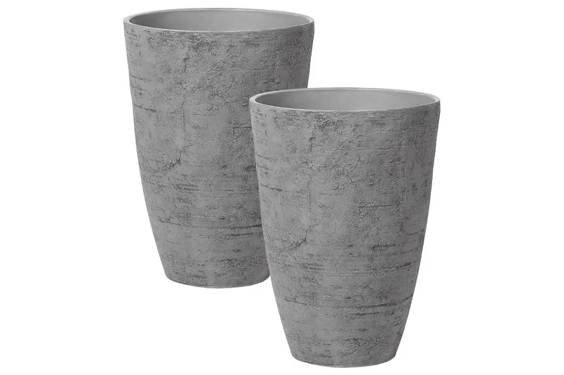 Trädgårdskruka Camia set om 2 Grå, 43x43x60 cm, Grå, 43x43x60 cm