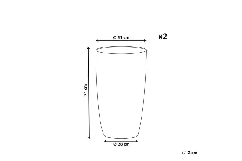 Trädgårdskruka Camia set om 2 Grå, 51x51x71 cm - Grå, 51x51x71 cm - Inredning & dekor - Trädgårdsdekoration - Utomhuskrukor - Blomkrukor