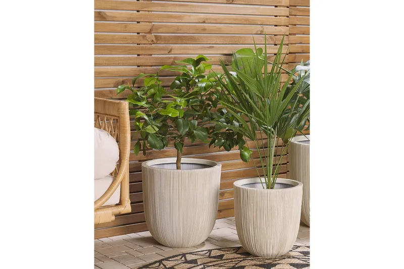 Trädgårdskruka Chios Vit/Beige, 37x37x38 cm - Vit/Beige, 37x37x38 cm - Inredning & dekor - Trädgårdsdekoration - Utomhuskrukor - Blomkrukor