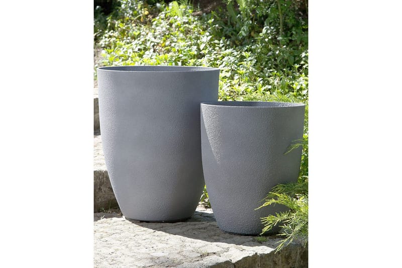Trädgårdskruka Croton set om 2 Grå, 35x35x42 cm - Grå, 35x35x42 cm - Inredning & dekor - Trädgårdsdekoration - Utomhuskrukor - Blomkrukor