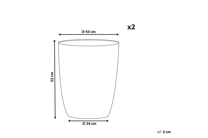 Trädgårdskruka Croton set om 2 Grå, 43x43x52 cm - Grå, 43x43x52 cm - Inredning & dekor - Trädgårdsdekoration - Utomhuskrukor - Blomkrukor
