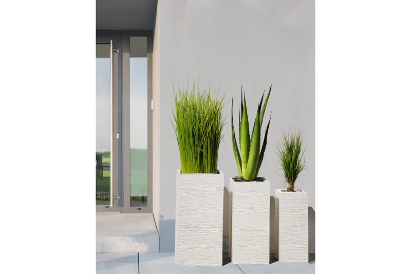 Trädgårdskruka Dion Beige, 33x33x70 cm - Beige, 33x33x70 cm - Inredning & dekor - Trädgårdsdekoration - Utomhuskrukor - Blomkrukor