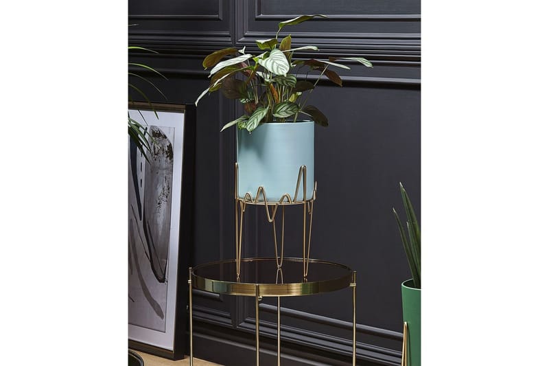 Trädgårdskruka Kalandra Blå/guld, 19x19x39 cm - Blå/guld, 19x19x39 cm - Inredning & dekor - Trädgårdsdekoration - Utomhuskrukor - Blomkrukor