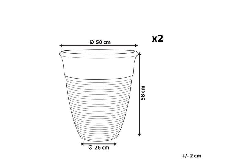 Trädgårdskruka Katalima set om 2 Grå, 50x50x58 cm - Grå, 50x50x58 cm - Inredning & dekor - Trädgårdsdekoration - Utomhuskrukor - Blomkrukor