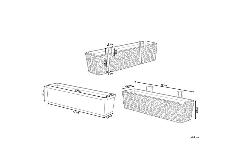 Trädgårdskruka Kawala Beige, 60x18x20 cm - Beige, 60x18x20 cm - Inredning & dekor - Trädgårdsdekoration - Utomhuskrukor - Blomkrukor