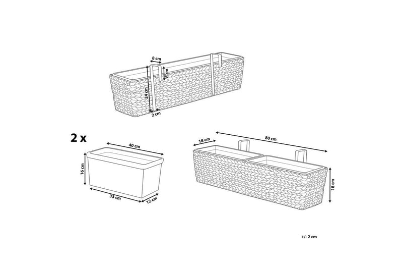 Trädgårdskruka Kawala Beige, 80x18x20 cm - Beige, 80x18x20 cm - Inredning & dekor - Trädgårdsdekoration - Utomhuskrukor - Blomkrukor