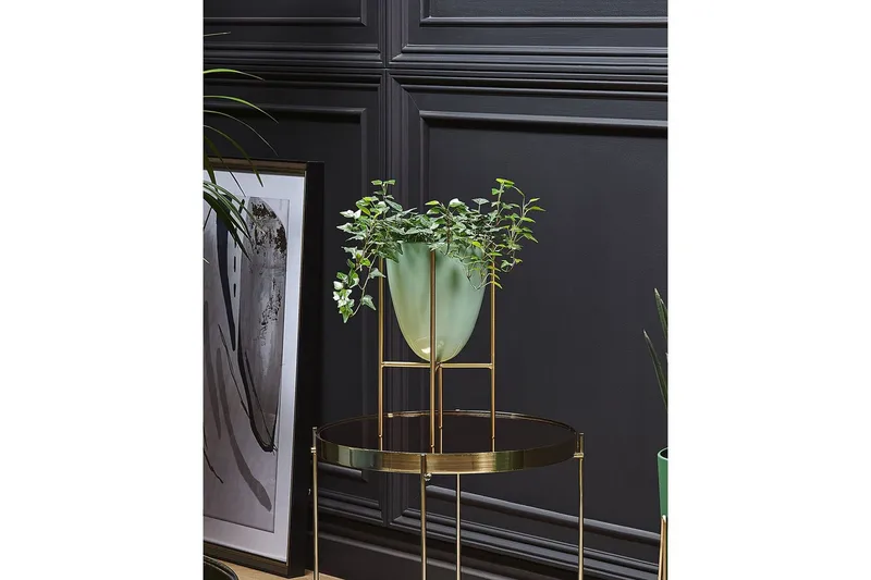 Trädgårdskruka Lefki Grön/guld, 16x16x31 cm - Grön/guld, 16x16x31 cm - Inredning & dekor - Trädgårdsdekoration - Utomhuskrukor - Blomkrukor