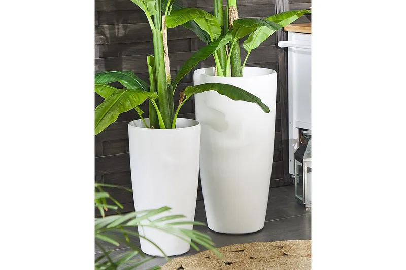 Trädgårdskruka Tseria Vit, 32x32x58 cm - Vit, 32x32x58 cm - Inredning & dekor - Trädgårdsdekoration - Utomhuskrukor - Blomkrukor