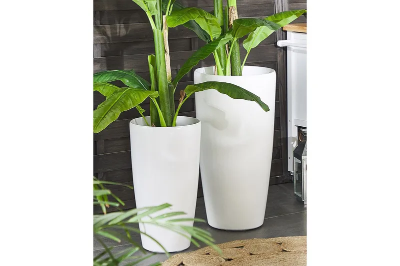 Trädgårdskruka Tseria Vit, 40x40x75 cm - Vit, 40x40x75 cm - Inredning & dekor - Trädgårdsdekoration - Utomhuskrukor - Blomkrukor