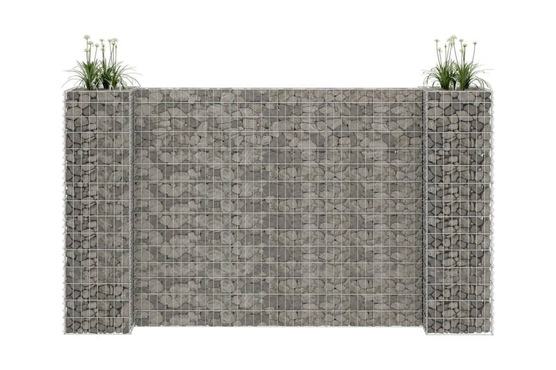 Planteringsgabion H-formad stål 260x40x150 cm - Silver - Inredning & dekor - Trädgårdsdekoration - Utomhuskrukor - Växthylla & växttrappa