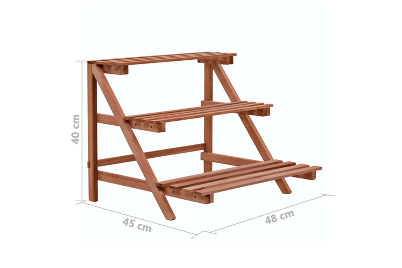 Växtställ 3 nivåer cedarträ 48x45x40 cm - Brun - Inredning & dekor - Trädgårdsdekoration - Utomhuskrukor - Växthylla & växttrappa