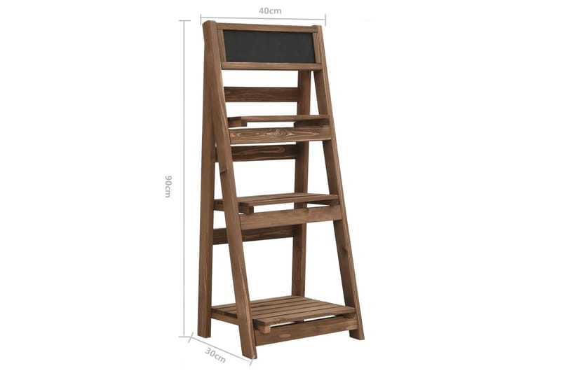 Växtställ 3 våningar med griffeltavla 40x30x90 cm granträ - Brun - Inredning & dekor - Trädgårdsdekoration - Utomhuskrukor - Växthylla & växttrappa