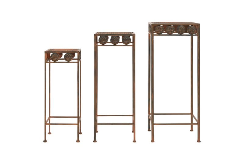 Växtstativ 3 delar vintage stil metall rostfärgade - Orange - Inredning & dekor - Trädgårdsdekoration - Utomhuskrukor - Växthylla & växttrappa