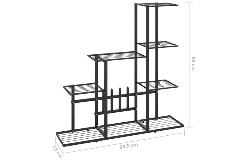 Växtställ 94,5x25x88 cm svart metall - Svart - Utemöbler - Övrigt utemöbler - Tillbehör - Hylla utomhus