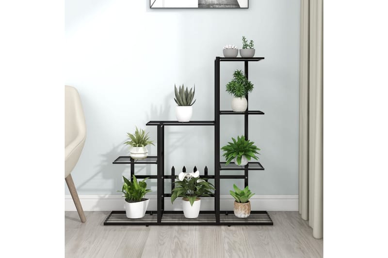 Växtställ 94,5x25x88 cm svart metall - Svart - Utemöbler - Övrigt utemöbler - Tillbehör - Hylla utomhus