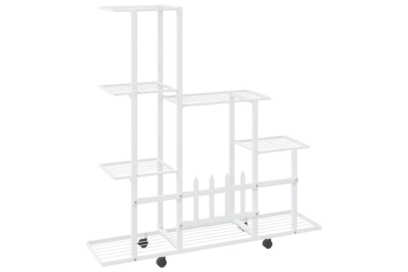 Växtställ på hjul 94,5x25x92,5 cm vit metall - Vit - Utemöbler - Övrigt utemöbler - Tillbehör - Hylla utomhus