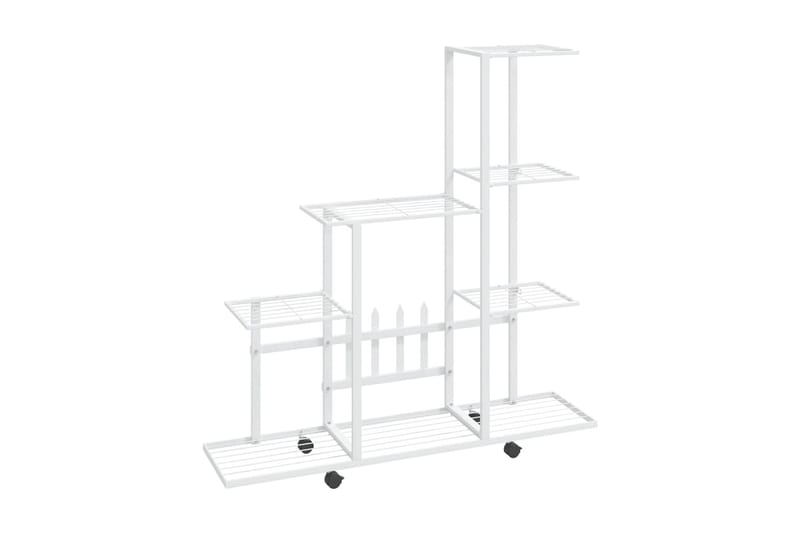 Växtställ på hjul 94,5x25x92,5 cm vit metall - Vit - Utemöbler - Övrigt utemöbler - Tillbehör - Hylla utomhus