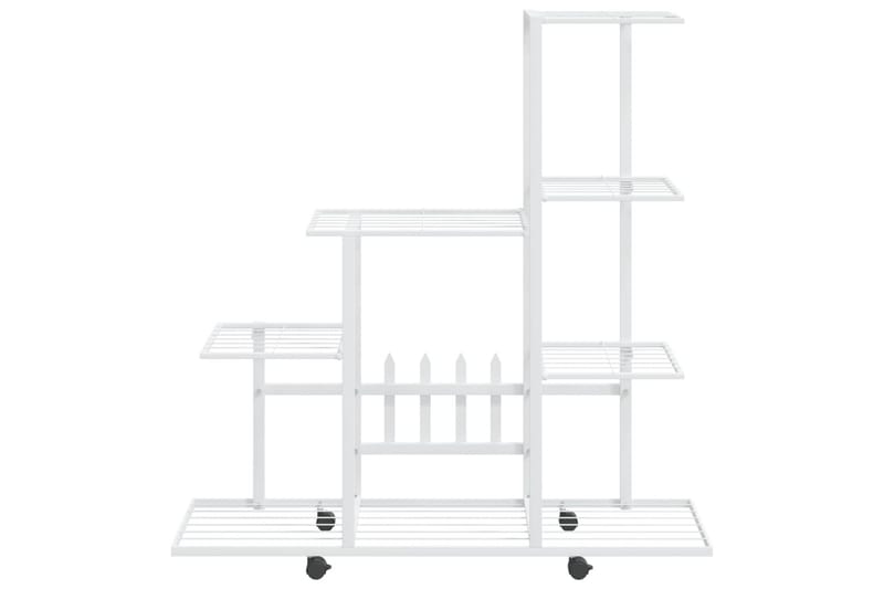 Växtställ på hjul 94,5x25x92,5 cm vit metall - Vit - Utemöbler - Övrigt utemöbler - Tillbehör - Hylla utomhus