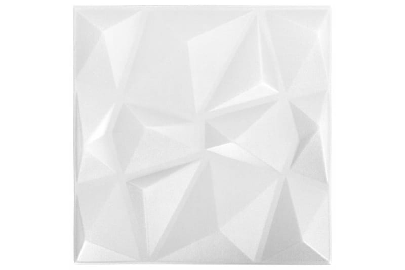 beBasic 3D Väggpaneler 12 st 50x50 cm diamant vit 3 m² - Väggpanel