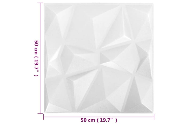 beBasic 3D Väggpaneler 12 st 50x50 cm diamant vit 3 m² - Inredning & dekor - Väggdekor - Väggpanel
