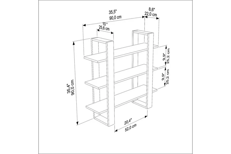 Draven Väggskiva 90x90 cm - Ek/Vit - Förvaring - Köksförvaring - Kökshylla