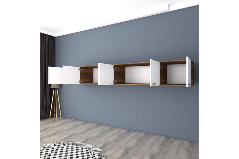 Ervon Väggskiva 243x243 cm - Valnöt/Vit - Förvaring - Skåp - Köksskåp - Väggskåp