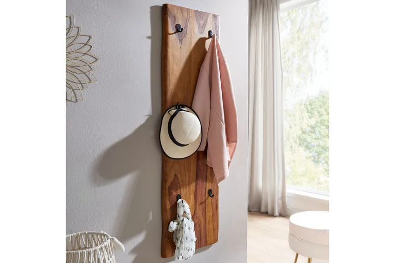 Kapprum Wohnling Väggmonterad klädhängare i massivt trä 2-radig krokslåda - Förvaring - Sko- & klädförvaring - Klädhängare - Klädkrok