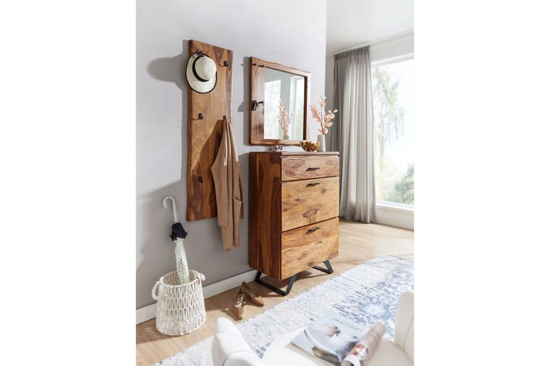 Kapprum Wohnling Väggmonterad klädhängare i massivt trä 2-radig krokslåda - Förvaring - Sko- & klädförvaring - Klädhängare - Klädkrok