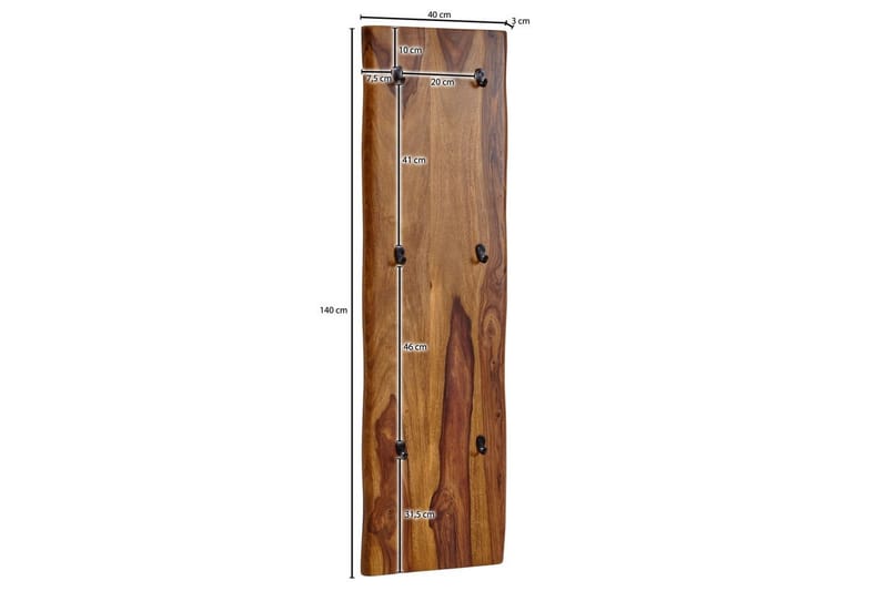 Kapprum Wohnling Väggmonterad klädhängare i massivt trä 2-radig krokslåda - Förvaring - Sko- & klädförvaring - Klädhängare - Klädkrok