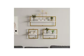 Muroran Väggskiva 80x80 cm - Vit/Guld - Förvaring - Köksförvaring - Kökshylla